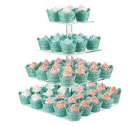 CECOLIC Cupcake Stand 4 Tier Square Cupcake Holder Clear Acrylic Cake Stand Dessert Pastry Tower Holder for Wedding Birthday Bar Party Décor (Square - 12 Inch)