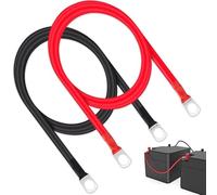 CECOMBINE 2-Pack 12V Heavy Duty Jump Leads, 30CM Car Battery Cable -16mm Battery Cable Connectors with SC16-10 Ring Terminals, Battery Connectors 12v 16mm Copper Wire Battery Inverter Cable - (60CM)