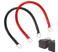 CECOMBINE 2-Pack 12V Heavy Duty Jump Leads, 30CM Car Battery Cable - 16mm2 Car Battery Cable Connectors with SC16-10 Ring Terminals, 16mm Copper Wire Battery Inverter Cable - 30cm Length (30CM)