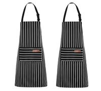 CECOMBINE 2 Pack Aprons for Cooking - Chef Aprons with Pockets, Adjustable Bib Kitchen Apron, Cooking Apron, Women Men Aprons for for Home Kitchen Cooking Baking Painting (Black)
