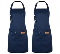 CECOMBINE 2 Pack Kitchen Apron for Women, Adjustable Cooking Unisex Imitation Nylon Waterproof Apron with Pockets, Professional Kitchen Apron for Chef Bakers Home Kitchen Restaurant men women