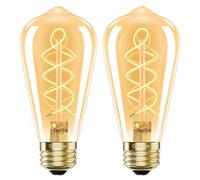 CECOMBINE 2 Pack LED Vintage Edison Bulb E27, Vintage Light Bulb LED 4W Equivalent to 40 Watt, Warm White Amber Warm Glass Screw Lamp, Retro Filament Bulb, 2200K ST64 400LM Retro Filament Bulb