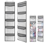 CECOMBINE 2 Pack Over Door Storage Organiser, Over Door Shoe Storage, Hanging Storage Organizer with 5 Pockets for Large Capacity Back of Door Storage for Bedroom, Bathroom, Closet (Grey)
