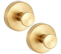 CECOMBINE 2 Pack Suction Hooks for Bathroom, Stainless Steel Vacuum Towel Hangers, No Drilling, Heavy Duty Shower Hooks Suction Cup for Kitchen Bathroom Home Accessories (Gold)