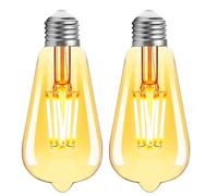 CECOMBINE 2 Pack Vintage Light Bulbs, 6W LED Antique Bulbs, Equivalent to 60W Bulbs, Retro Amber Screw Edison Filament Bulbs, Warm Light ST64 Retro Filament Bulbs, Warm White 2700K