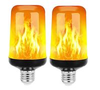 CECOMBINE 2 PCS LED Flame Light Bulb, Flame Effect Light Bulb, 4 Lighting Modes LED Outdoor Light 5W E27 Flame Bulb Party Bulb Lights for Christmas Halloween Party Dancing Garden Decorative Lighting