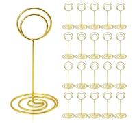 CECOMBINE 20 PCS Table Number Holders, 3.35 Inch Greeting Card Display Stand, Lightweight Place Card Holder, Round Table Picture Memo Note Holder for Wedding Birthday Party (Gold)
