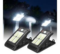 CECOMBINE 2PCS Clip On Solar Lights - Solar Lights Outdoor, LED Smart Sensor Security Light 3 Modes Waterproof Solar Flood Light Portable Security Lighting for Umbrella Garden Yard Fence Gate Patio