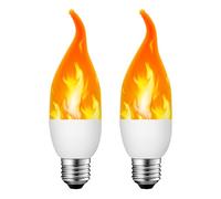 CECOMBINE 2Pcs LED Flame Light Bulb, E27 Flame Effect Lamp, Flickering Light Bulb, 3 Lighting Modes, Indoor and Outdoor Decorative Flickering Flames Bulbs for Halloween Christmas Home Garden Bar