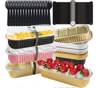 CECOMBINE 30Pcs Mini Loaf Cake Cases, Thickened Tinfoil Loaf Tins with Lids & Spoons, 200ml Mini Cake Tins Non-Stick Heat Resistant Aluminum Foil Baking Pans Reusable for Bread Cake Wedding Birthday
