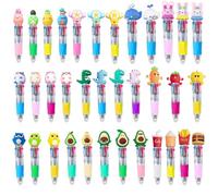 CECOMBINE 35 Pcs Cute Multicolor Ballpoint Pen, Mini Cartoon Animal Pens, 35 Different Pens, All in One, 4-Color Retractable Ballpoint Pens, Children Birthday Gift Favours Party Gift, Kids Class Gift