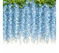 CECOMBINE 4 Pack 26Ft Wisteria Artificial Flowers, Blue eria Hanging Vines With 40 Branches, Faux Silk Flower Garland for Wedding Decorations, Garden, Home & Party Decor