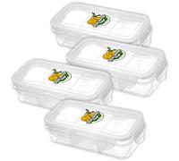 CECOMBINE 4 Pack Snack Box with 3 Compartments, 420ml Bento Lunch Box, Leak-Proof & Microwave Safe Snack Containers with Snap Lock Lids, Divided Food Storage Container for Plane, School, Work, Picnic
