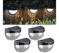 CECOMBINE 4 Pack Solar Fence Lights, Garden Fence Lights Solar Powered, Waterproof, Wireless, Outdoor Wall Lights, Decorative Led Garden Lights for Wall, Patio, Stairs, Fence, Railing and Yard