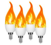 CECOMBINE 4Pcs LED Flame Light Bulb, E14 Flame Effect Lamp, Flickering Light Bulb, 3 Lighting Modes, Indoor and Outdoor Decorative Flickering Flames Bulbs for Halloween Christmas Home Garden Bar