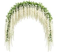 CECOMBINE 6 Pack Extra Full Artificial Wisteria Garland, 1.8M Faux Silk Wisteria Vines with 15 Branches & 30 Flowers, Wedding Arch Ceiling Wall Garden Party Decorations