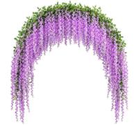 CECOMBINE 6 Pack Extra Full Artificial Wisteria Garland, 1.8M Purple Faux Silk Wisteria Vines with 15 Branches & 30 Flowers, Wedding Arch Ceiling Wall Garden Party Decorations