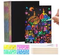 CECOMBINE 60 PCS Scratch Art for Kids, Rainbow Scratch Paper Black Doodle Pads, Magic Scratch Notes, Foil Fun Scratch Cards, Doodling Art & Sketching Paper for Kids DIY Educational Toys Gifts