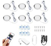 CECOMBINE 6Pcs Interior LED Spot Lights, 12V Roof Spot Universal Dimmable Positive White Lighting with Splitter Adapter & Wireless RF Remote for T4 T5 Camper Van Caravan Motorhome