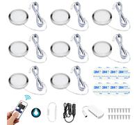 CECOMBINE 8Pcs Interior LED Spot Lights, 12V Roof Spot Universal Dimmable Positive White Lighting with Splitter Adapter & Wireless RF Remote for T4 T5 Camper Van Caravan Motorhome