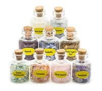CECOMBINE 9 Mini Crystals Gemstone Bottles, Healing Crystal Tumbled Stones Collection Kit Natural Quartz Gravel Wishing Bottle, Home Craft Bottles for Reiki, Healing, Meditation, Chakra
