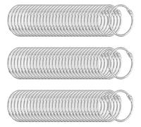 CECOMBINE 90PCS Binder Rings, 25mm O-Ring Metal Book Rings, Nickel Plating Flashcard Rings, Loose Leaf Paper Rings, Keyring Hoop,Silver Hinged Rings for Notebook, Scrapbook, Index Cards, Keychains