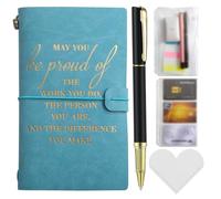 CECOMBINE A6 Motivational Notebook & Pen Set, Portable Storage & Work Diary Notebook Thank You Gift, May You Be Proud of the Work PU Leather Motivational Journal for Men Women Aesthetic Notebook