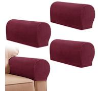 CECOMBINE Armrest Chair Covers, Set of 4 Stretch Armrest Chair Anti-Slip Furniture Protector Slipcovers Chair Sofa Couch Protector Stretch Fit for Armchairs Sofa Couches Recliner (Burgundy)
