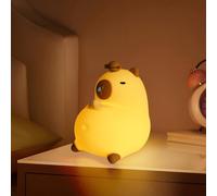 CECOMBINE Cute Capybara Night Light, Dimmable Lamps Girls Bedroom Accessories, Rechargeable Animal Lamp, with Timer, Soft Silicone LED Night Lights for Baby Children Room Decoration, Birthday Gift