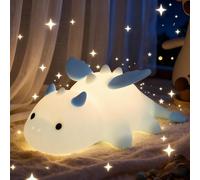 CECOMBINE Dragon Night Light, Cute Soft Silicone Lamp, 3 Level Warm Light with 7 Colour RGB Changing, 30-Minute Timer, Portable LED Light for Bedroom Bedside Decor, Christmas Birthday Gifts (Blue)