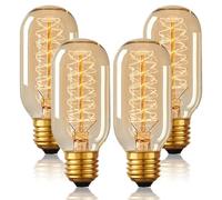 CECOMBINE E27 Vintage Edison Light Bulb 40W, 4 Pack Vintage Light Bulb, Antique Style Retro Amber Glass Screw Lamp,Dimmable Decorative Filament Tube T45 Bulbs 220V