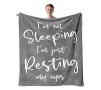 CECOMBINE Gift for Men, 150x130cm Funny Blanket for Men, Dad Blanket, I'm Not Sleeping I'm Just Resting My Eyes, Gift for Him, Birthday Present for Dad Grandfather Brother (Grey)