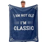 CECOMBINE Gift for Men, 50"X60" Throw Blanket, Birthday Gift for Men, I'm Not Old I'm Classic, Funny Blanket for Him, Fathers Day Retirement Gift for Dad & Grandpa Husband (Blue)