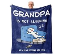 CECOMBINE Gifts for Grandpa Blanket, 150X130CM Funny Blanket Grandpa is Not Sleeping, Resting Eyes Soft Flannel Throw Promoted to Grandads Gifts from Grandchildren for Birthday Retirement Gifts