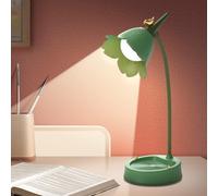 CECOMBINE LED Flower Desk Lamp Cordless Table Light - Desk Lamp for Children 3 Color Modes Dimmable Table Light, Touch Control Reading USB, Cordless Lampshade Table Lights for Reading, Learning,Green