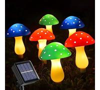 CECOMBINE Set of 6 Solar Mushroom Lights Outdoor Garden, 8 Modes Waterproof Solar Garden Lights, Solar Garden Ornaments Outdoor for Lawn, Garden, Pathway, Patio, Yard, Fence