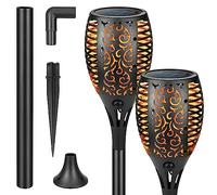 CECOMBINE Solar Lights for Outdoor Garden, Pack of 2 33 LED Solar Lamp with Wall Mount for Outdoor Solar Torch Garden Torches, IP65 Waterproof Flame Light for Outdoors, Gardens, Backyards, Lawn