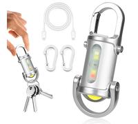 CECOMBINE Super Bright 1200lm Mini Keyring Torch, USB-C Rechargeable LED Keychain Flashlight, Waterproof Small Pocket Torch with 3 Modes & Side Light, Aluminium Alloy for Camping, Emergency (White)
