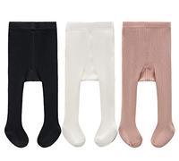 CECORC Baby Girls Tights Toddler Cable Knit Leggings Thick Cotton Infant Stockings Pantyhose 1-10T, 3 Pack (Black + White + Light Pink), 6-8 Jahre