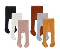 CECORC Baby Tights - Thick Toddlers Girl Leggings-Seamless Cable Knit Cotton Stockings -Infants Pantyhose 2-6 Pack, 6 Pack (Black+white+grey+lightpink+redbrown+ginger), 3-4 Years