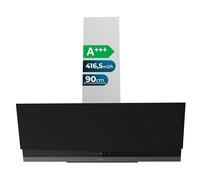 Cecotec Bolero Flux DT 904400 Matt Black A+++ Extractor Fan Hood 90 cm Decorative Suction 416.5m³/h, 3 Speeds, Low Consumption, DC Motor, Motion and Touch Control, Matte Glass, Stainless Body
