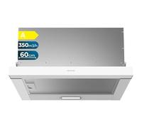 Cecotec Bolero Flux TLM 603500 White A Telescopic Cooker Hood, 60 cm 70 W, Suction Power 350m3/h, Mechanical Control, 2 Power Levels, Light and Carbon Filter, White Finish