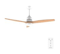 Cecotec EnergySilence Aero 5230 Whitewood Ceiling Fan with Light and Remote Control, 52 Inches, 40 W DC Motor, 3 Blades, LED Light, Adjustable Height, Timer, 6 Speeds, Winter/Summer Mode