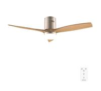 Cecotec EnergySilence Aero 5600 Classic Gold&LightWood Ceiling Fan with Light and Remote Control 52 Inch DC Motor 40 W, 3 Blades, LED Light, Timer, 6 Speeds, Winter/Summer Mode