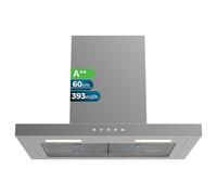 Cecotec Extractor Hood 60 cm Type T Bolero Flux TT 604000 Stainless Steel A++. Suction 393m3/h, DC Motor, 3 Speeds, SS Touch Control, Stainless Finish, LED Light, Aluminium and Carbon Filters