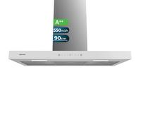 Cecotec Flux TT 905500 Glass White A++. 90 cm, 70W, Low Energy Consumption, 550m3/h Suction, Touch Control, 3 Levels, LED Lighting, Carbon Filter