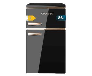Cecotec Refrigerator Freezer Bolero CoolMarket 2D Origin 86 Black E. 86 L, Glass Shelves and Vegetable Drawer, Class E, Total No Frost, Temperature Control, LED Light, Retro