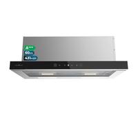 Cecotec Telescopic Cooker Hood Bolero Flux TLT 604400 Glass Black Suction 431.2m³/h, Low Consumption, DC Motor, Motion and Touch Control, Front Glass Black, Body Stainless Steel