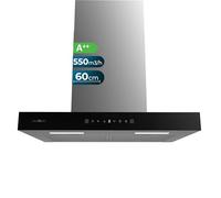 Cecotec Vent Hood Flux TT 605500 Black Glass A++. 60cm, 70W, Low Energy Consumption, Suction 550m3/h, Touch Control, 3 Levels, Booster, LED Lighting, Carbon Filter