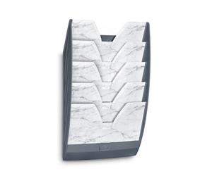 CED Cep Wall Display With 5 Compartments And Vertical Document Storage Stand Format 24 X 32 Cm Grey Marble Print